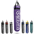 Outslayer 100 lbs Filled Heavy Bag | Custom Colors for Boxing, Kickboxing, Taekwondo & MMA Training | Made in USA - color: Purple/Black, style: With Bottom D-Ring