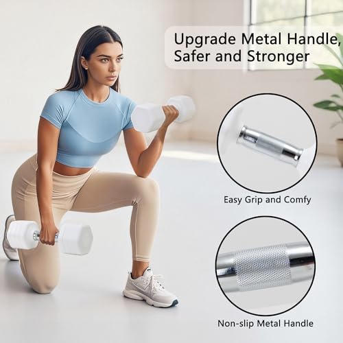 Adjustable Dumbbell Set of 2 Total 20 Lbs 4-in-1 Each 4lb 6lb 8lb 10lb 1s-Adjust Dual-Stable Free Weights for Women Men Home Gym Outdoor Workouts - color: White [20LBS Total]