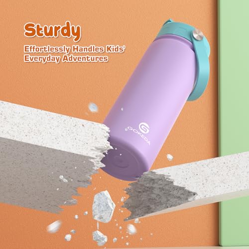 GoKEDA 18oz Kids Water Bottle, Insulated Bottles with Stickers, 18/8 Stainless Steel Vacuum Leak Proof Straw Cup for School, Gifts for Boys Girls(DarkGreenBlue) - color: Dark Green Blue