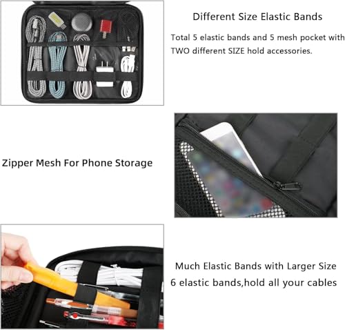 MATEIN Electronics Organizer Travel Case, Water Resistant Portable Travel Cord Organizer for Earphone, Power Bank, and Flash Drive, Universal Carry Case for Cables, Tech Gifts for Men, Navy Blue - color: Navy Blue, size: Medium
