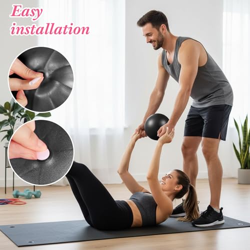 4 Pcs Small Exercise Pilates Ball Bulk 9 Inch Mini Yoga Balls Anti Burst and Slip for Stability, Fitness, Physical Therapy, Stretching & Core Workout at Home Gym Office Class - color: Solid Black