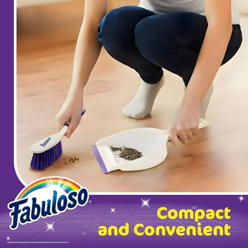Fabuloso Brush and Dustpan Set Compact Hand Broom Floor Sweeper with Snap-Together Storage and Hanging Hole Quick Sweeping for Kitchen Bathroom Office and Car White and Purple Single Set - size: Brush & Dustpan