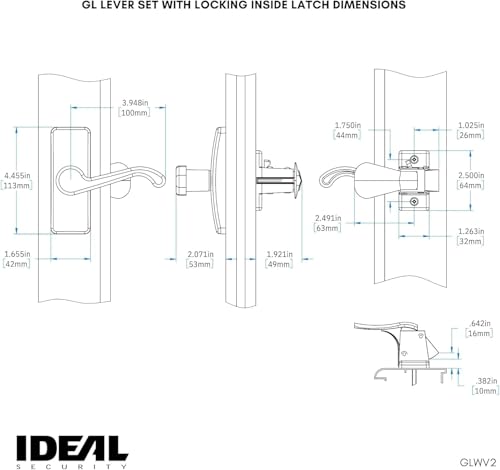 Ideal Security GL Lever Handle Set for Storm Doors and Screen Doors, Storm Door Handle Replacement, Screen Door Handle, Bright Brass - color: Bright Brass