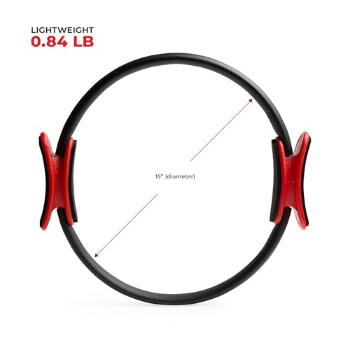 Sunny Health & Fitness 15” Pilates Ring, Resistance Circle for Toning | Glass Fiber Construction, Anti-Crack, Cushioned Foam Pads, Compact, Tones Upper Body & Pelvic Floor, Workout Accessories