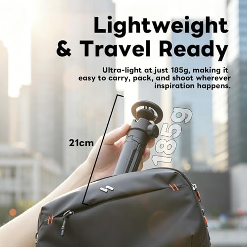 POP-4 Self-Opening Tabletop Tripod & Selfie Stick for Smartphones, Cameras & Pocket Gimbals, Magnetic Phone Mount Ready, Tap-to-Open Mini Tripod with 360° Ball Head, Dual 1/4" Threads, Portable