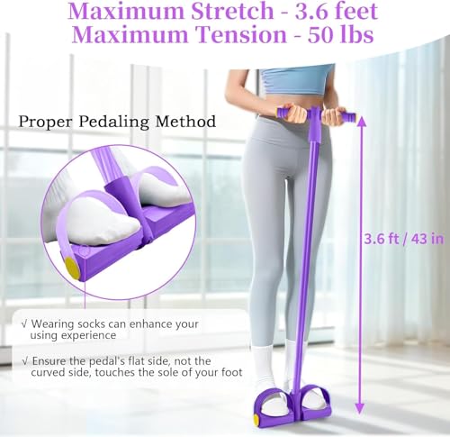 8 Tube Resistance Band with Handles,Multifunction Fitness Equipment,Durable TPE Tension Rope for Full-Body Workout, Abdomen,Waist,Arm,Leg - color: Purple