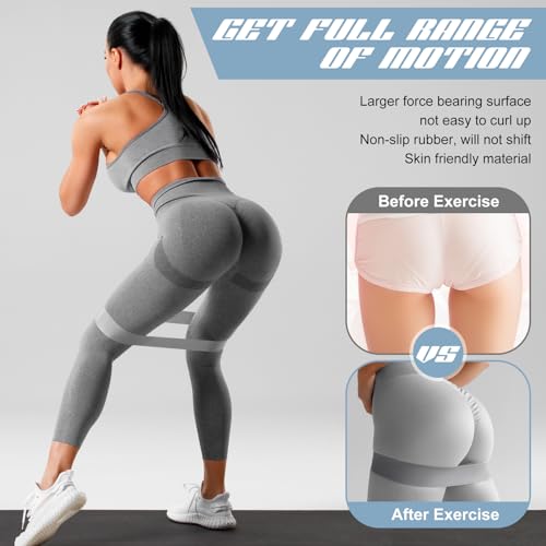 Hollowfly 12 Pcs Latex Resistance Loop Exercise Bands for Booty Workout Stretch Exercise Bands Non Slip for Legs Squat Resistance Loop Women Men Starter Butt Hip Thigh Fitness - color: Gray, style: Heavy