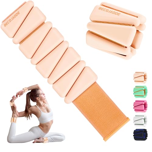 BECOJADDE Ankle Weights for Women Wrist Weights Set of 2 (1 lb/2 lb Each) Adjustable Arm Leg Weight for Womens Men Suitable for Walking Swimming Running Pilates Yoga Gym - color: Light Orange, size: 2lb Pair (1lb Each)