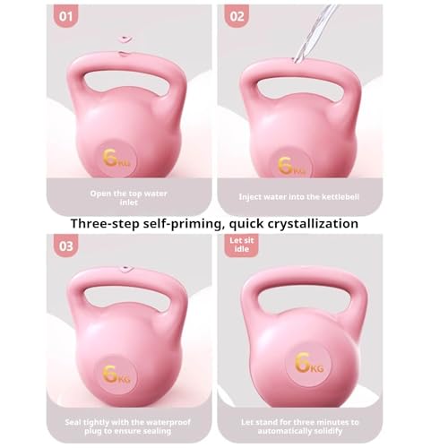 Water Filled Kettlebell, 6kg Adjustable Soft PE Kettle Bell with Ergonomic Non-Slip Handle, Portable Fillable Weight for Home Gym Strength Training Travel Yoga Fitness - color: Pink