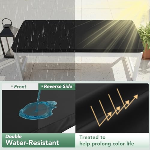 Summsun Outdoor Bench Cushion: Waterproof and Fade Resistant Patio Furniture Cushions - Non-Slip Bench Pad Cushion with Removable Cover for Garden Swing Porch Sofa Settee, 48 x 18 x 3 Inch, Black - color: Black, size: 48x18x3 Inch