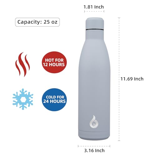 BJPKPK 25oz Insulated Stainless Steel Water Bottles Reusable Metal Travel Sports Water Bottle Keep Cold and Hot,Mist Grey - color: Mist Grey, size: 25 Ounces