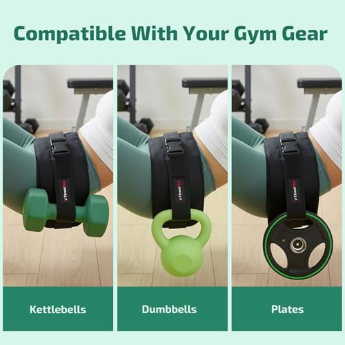 Hip Thrust Belt for Dumbbells, Kettlebells & Plates – ThrustFlex Booty Belt for Hip Thrusts & Glute Bridges, Anti-Slip 6mm Neoprene Pad, Adjustable Glute Belt for Home Gym Workouts