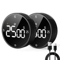 Rechargeable Magnetic Kitchen Timer for Cooking, Building 800mAh Battery Large Display Digital Countdown Countup Timer, 3 Preset 5/15/25 Mins Loud Alarm for Baking Grilling Studying - 2PCS - color: Black