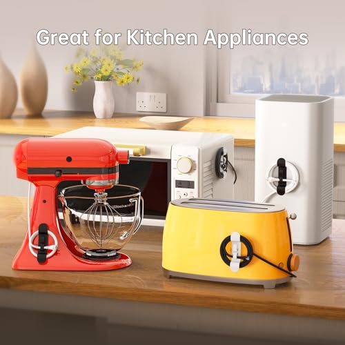 Daisyhome 6PCS Cord Organizer for Appliances, Upgraded Appliance Cord Wrap | Cord Holder Stick on Pressure Cooker, Coffee Maker, Air Fryer and Blender(3 Black + 3 White) - color: 3 Black + 3 White