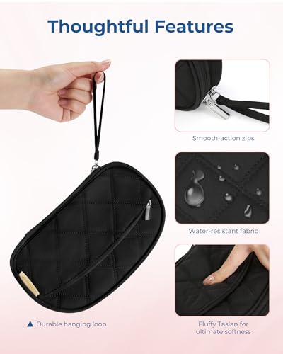 BAGSMART Travel Cord Organizer Electronics Case, Double Layers Puffer Cable Organizer Bag Travel Essentials for Women, Tech Organizer Case for Charger, Phone, Flash Drive - Black - color: Double Layer Black