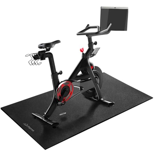 Bike Mat | 6mm Thickness, 30" X 60" Exercise Mats for Treadmill, Rowing Machine, Non-Slip Exercise Equipment Mat for Stationary Spin Bike, Home Gym Workout, Under Mat Protect Hardwood Floor & Carpet - size: 6mm/30" x 60"