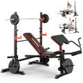 MAIDOMA Foldable 1500LBS 8 IN 1 Olympic Weight Bench Set with Squat Rack, Leg Extension/Curl & Preacher Curl, Adjustable Bench Press Set with Safety Bar Catches for Home Gym Full Body Workout
