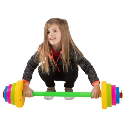 Hey! Play! Kids Exercise Equipment Collection: Strength Training, Cardio, Endurance, and Active Play Essentials - Kids Barbell Set - style: Kids Barbell with Adjustable Plates