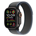 Trail Loop Nylon Band - Compatible with Apple Watch Ultra 2 Band/Ultra Bands 49mm 45mm 44mm Men Women, Braided Elastic Weave Sport Strap for iWatch Ultra 2, iWatch Ultra Series 10 46mm SE/9/8/7/6/5 - color: Trail/Blue Black/Black