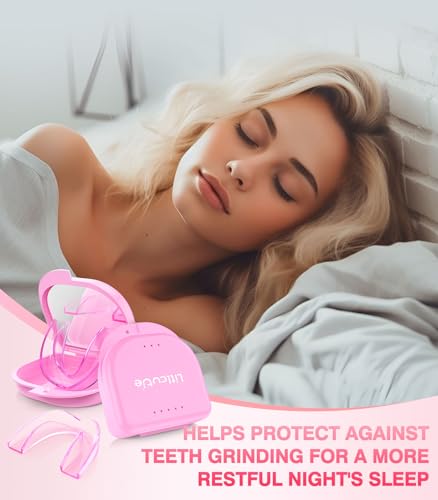 Anti Grinding Guard, Mouth Guard for Grinding Teeth at Night,Mouth Guard for Sleeping,Transparent Pink, 4 Pack/2 Size, Night Guards with 2 x 5X Mirror Case - size: 2 Sizes (4 Pack)