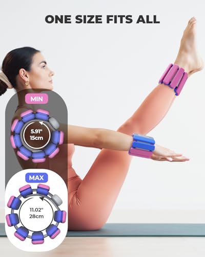 Sportneer Wrist & Ankle Weights for Women Men 4 lbs (2 lb Each) Adjustable Silicone Weighted Bracelet Set for Gym Yoga Pilates Cardio Strength Training Wearable Arm Hand Workout Weights - color: Raspberry Pop, size: 2 LB x 2