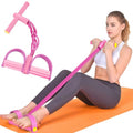 Resistance Bands with Handles, 6-Tube Elastic Pedal Resistance Band for Working Out, Durable Natural Rubber Exercise Bands, Multifunction Exercise Equipment for Abdomen, Waist, Arm, Leg Stretching - color: Full Pink