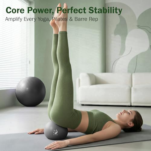 Slim Panda Pilates Ball, 9 Inch Small Exercise Ball, Anti Burst Mini Yoga Ball for Stability, Workout, Barre, Core Strength, Physical Therapy, Balance, Stretching - color: Black & Silver