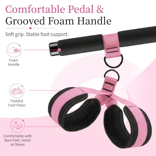 Pedal Resistance Band with Handles, 3 Adjustable Bands, Each Band Provides up to 30 lbs at Maximum Stretch, Combine 1/2/3 Bands for up to 90 lbs, Full Body Home Workout for Core, Arms and Legs