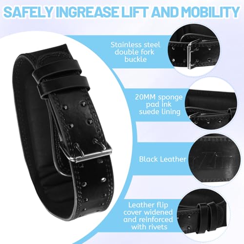 9mm Leather Fitness Weight Lifting Belt for Women&Men with 4 Inches Padded Lumbar Support for Power Lifting Workout & Squats Exercise - color: Black, size: Extra Small