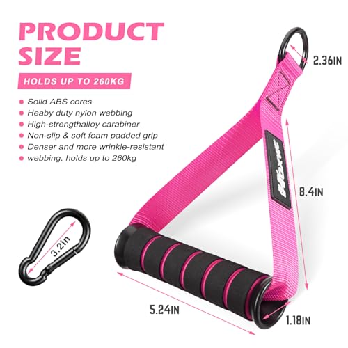 HOXWC Cable Handles Gym Equipment, Heavy Duty Resistance Band Handles, Replacement Exercise Handles for Cable Machine, Pulley System, Strength Trainer, Pull Down Workout, Home Gym Cable Attachments - color: Pink