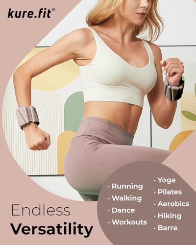 Pilates Weight | Wrist & Ankle Weights for Women | Weighted Bangles | 1LB/ 2LB Each (Set of 2) - color: Taupe, size: 2 LB