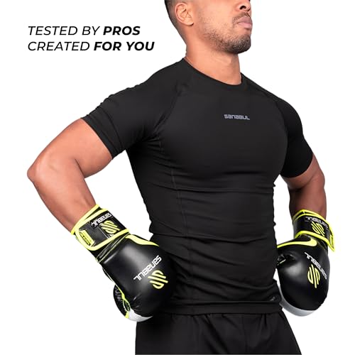 Sanabul Essential Gel Boxing Gloves for Men & Women, Kickboxing MMA, Muay Thai Gloves and Heavy Bag Training Punching & Sparring - color: Black/Green, size: 10 oz