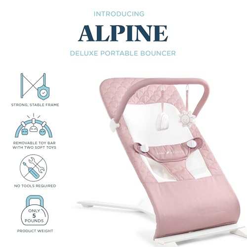Baby Delight Alpine Deluxe Portable Baby Bouncer | Infant | 0-6 Months | 100% GOTS Certified Organic Cotton Fabric | Organic Rose - color: Organic Rose