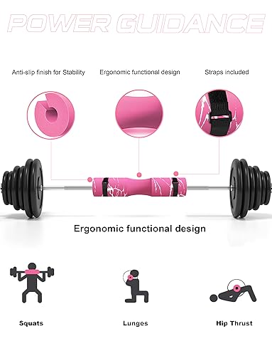 POWER GUIDANCE Barbell Squat Pad - Neck & Shoulder Protective Pad - Great for Squats, Lunges, Hip Thrusts, Weight Lifting & More - Fit Standard and Olympic Bars Perfectly - color: Pink Marble