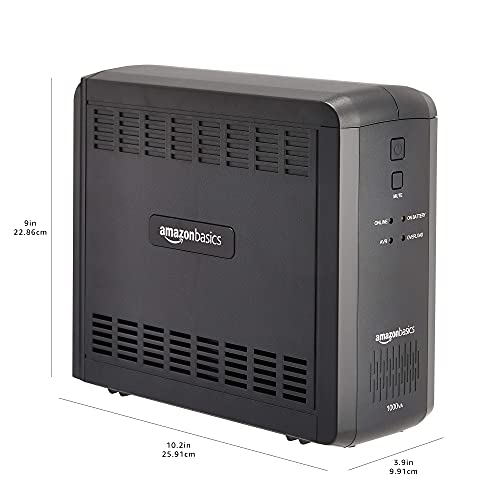 Amazon Basics UPS Battery Backup & Surge Protector, 1000VA/550W, 9 Outlets, Line Interactive Uninterruptible Power Supply with AVR Sinewave Technology, Black - size: Line Interactive, style: 9 Outlet (1000VA)