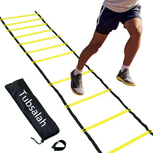 20ft Adjustable Agility Ladder with Carry Bag Training Equipment for Footwork Drills | Football Training Equipment & Speed Ladder for Soccer, Basketball – Fitness Feet Training
