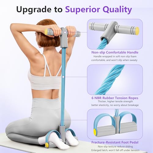 Upgraded Pedal Resistance Band with Handle, Soft Durable Fashion Puller Exercise with Thickened 6 Tension Ropes, Tube Pedal Resistance Device for Abdomen, Waist, Arm, Leg, Core/ABS - color: Gray & Blue
