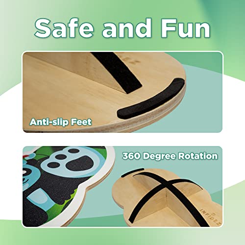 Wooden Balance Board Kids, Wobble Board For Balance, Balance Board Toddler Supporter, Balance Boards for Stability and Core Training - color: 2. Panda