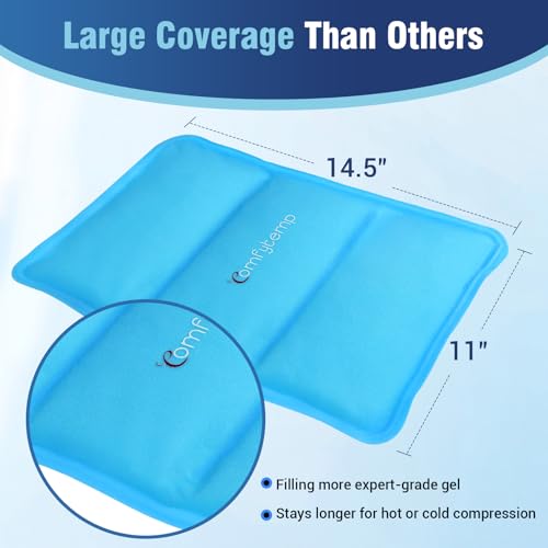 Comfytemp Ice Packs for Injuries Reusable, Large Hot Cold Gel Pack for Shoulder Back Knee Pain Relief, Instant Compress for Arthritis, Swelling, Sprains, Bruises, 2 Adjustable Straps, 10.5"x14.5" - size: 10.5"x14.5"