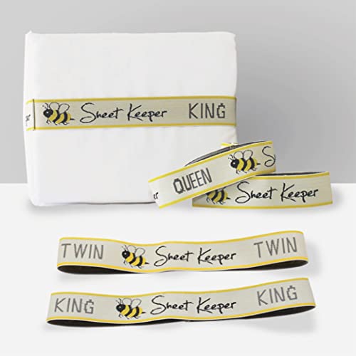 Sheet Keeper Bed Sheet Organizer Bands, 2-Pack - Made in USA Elastic Linen Labels for Folded Sheet Sets, Closet & Linen Storage Organization (Queen) - size: Queen