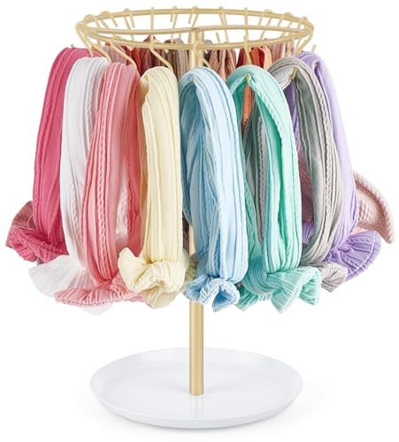 Dahey Headband Holder Hair Bow Organizer for girls Metal Baby Headband Storage with 30 Hooks Modern Hair Accessories Organizer Bow Rack Storage Stand Display for Girls Baby Room Decor