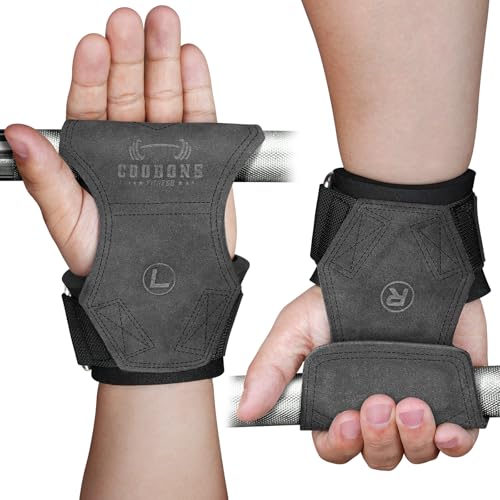 Weight Lifting Wrist Straps, Gym Straps Weight Lifting for Deadlift and Powerlifting, Double Layer Leather Wrist Wraps with Padded Cushion Wrist Loop, Weightlifting Grips for Men and Women - color: Grey