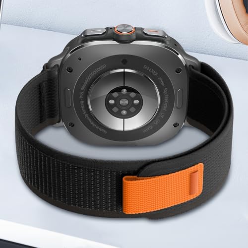 Trail Band for Samsung Galaxy Watch Ultra Bands 47mm Men/Women,Rugged Fabric Nylon Alpine Sport Loop Strap for Samsung Galaxy Watch 7 Ultra Band 47 mm 2024 Breathable Replacement Wristband - color: Black