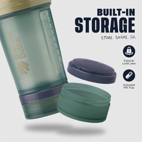 BlenderBottle Shaker Bottle with Pill Organizer and Storage for Protein Powder, Classic V2 ProStak System, 22-Ounce, Tan - color: Tan