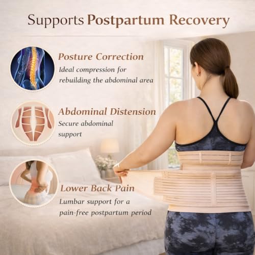 VitaliCore Postpartum Belly Band 3-in-1 for Women – Adjustable Abdominal & Pelvic Support Wrap for Postpartum Recovery, C-Section & Waist Support - color: Black, size: Medium