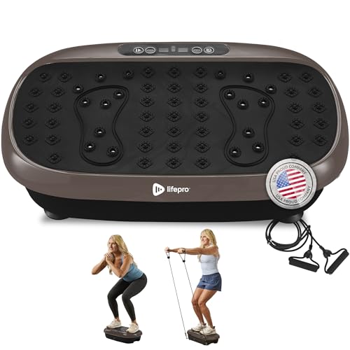 Lifepro HexaPlate Lite Vibration Plate Exercise Machine — Magnetic Acupoints, 99 Speeds & 10 Presets Vibration Platform Machine with Resistance Bands — Vibrating Plate for Lymphatic Drainage & Toning - color: Bronze