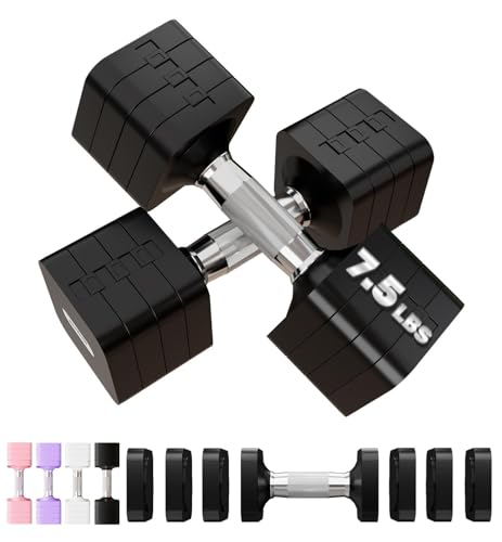 Adjustable Dumbbell Set for Women Men 7.5LB/10LB/15LB/20LB/25LB Pair | Stable Free Weight Hand Weights with Metal Handle for Home Gym Fitness Rehab Pilates Yoga Strength Training Equipments - color: Black, size: 7.5LB SINGLE