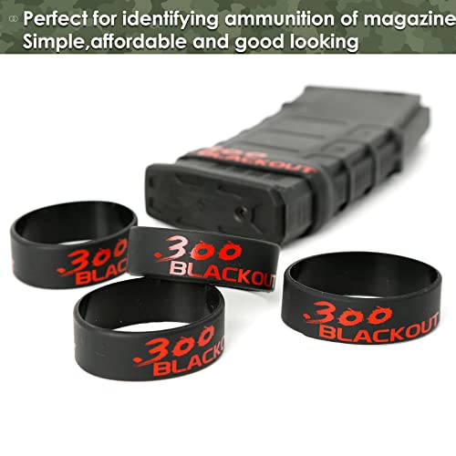 Aolamegs 5/10 Pack Magazine Bands - 5.56 Nato, 300 Blackout, 300 Subsonic, .223 Remington, .308 Winchester, 7.62x39 Magazine Marking Band, Durable Silicone Ammo Caliber Bands for Magazine Identification (2 Colors) - color: 300blk-blackred(10pcs)
