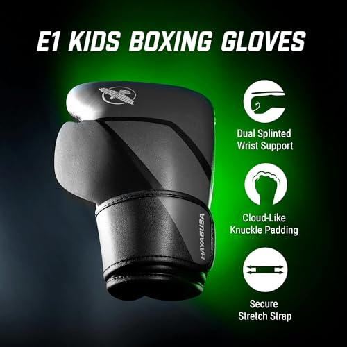 Hayabusa E1 Boxing Gloves for Kids, Youth and Teens - color: Grey/Black, size: 6oz
