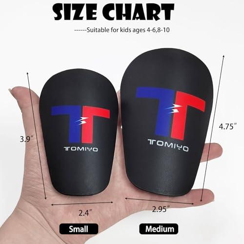 TOMIYO Mini Shin Guards Soccer,Small Extra Small Protective Equipment Pads | Small Tiny ShinGuards Kids Ages 4-6 Calf Protective Gear Fixed Straps and Socks, Light Soft EVA Reduce Impact for Player - color: Black, size: Small